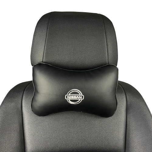 Подушки под шею Подушка под шею черная с вышивкой Nissan (Серая)