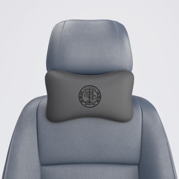 Подушки под шею Подушка под шею серая с вышивкой AMG Classic